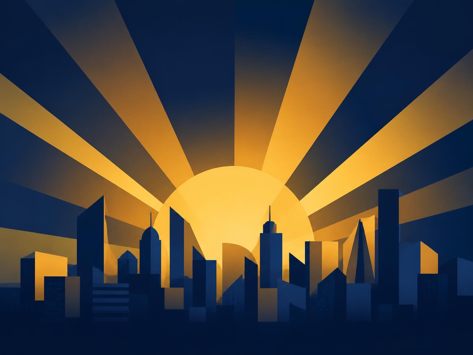 Sunrise over a city skyline representing new opportunities